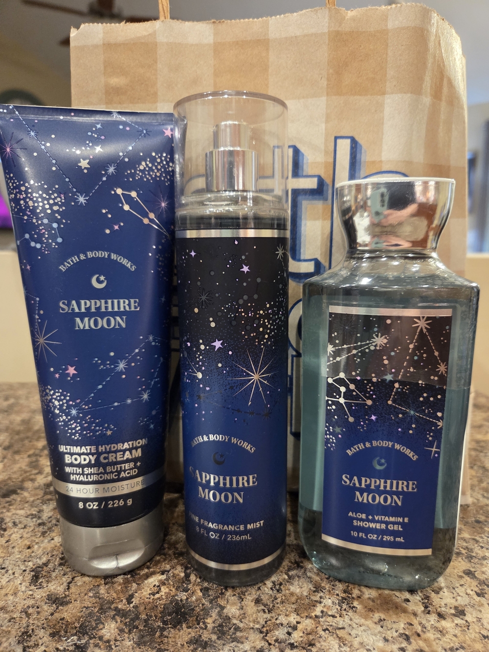 Bath & Body Works Sapphire Moon Trio in Deep Blue & Silver Accents